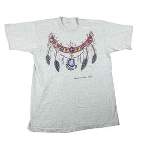Vintage Virginia City NV Native American Graphic T-Shirt Mens XL Gray Single St